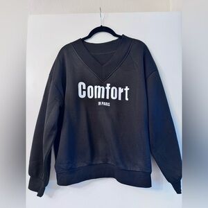 Black “Comfort” V-Neck Crew Sweatshirt - Sz M